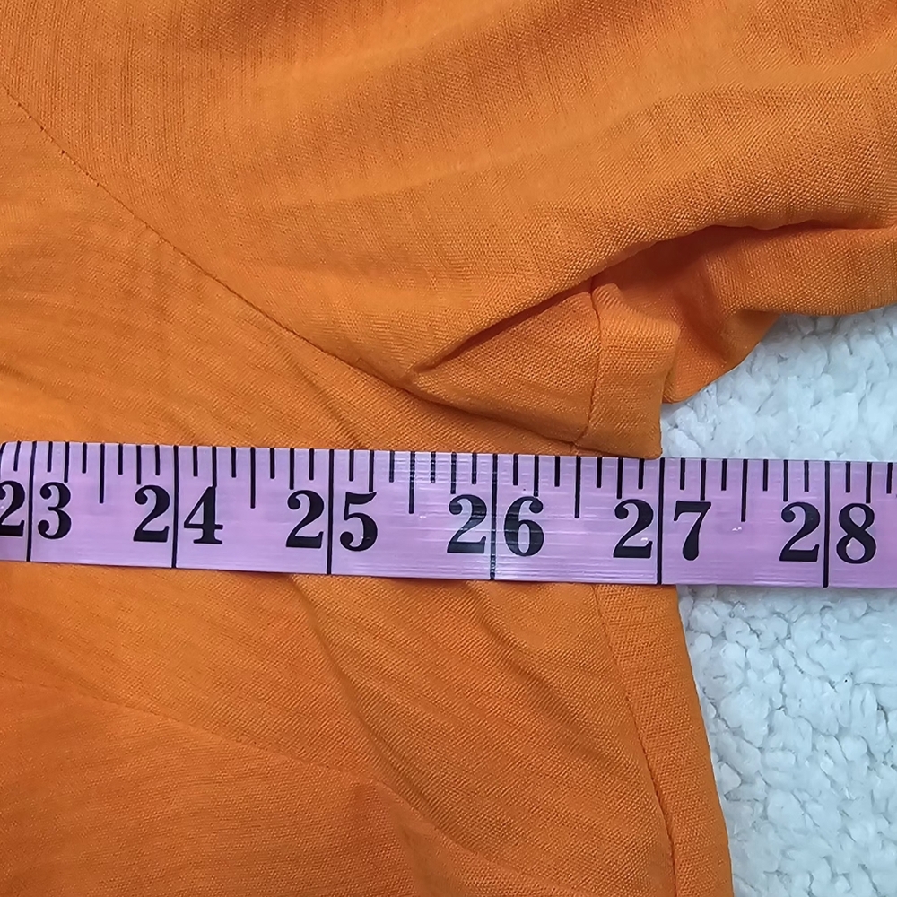 Michael Kors Women’s 3X Orange Puff Sleeve Blouse Gold Zip MK Logo Textured Top - Picture 7 of 10